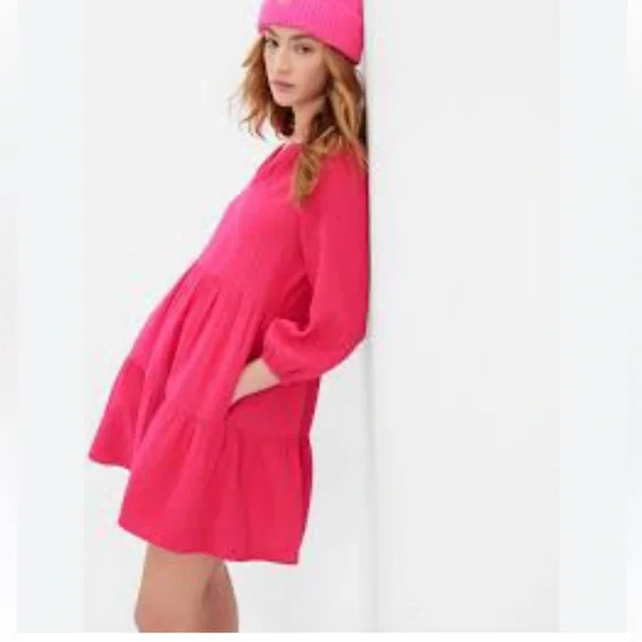 strapless open back dress Tiered V Neck Gauze Dress w/ Collar